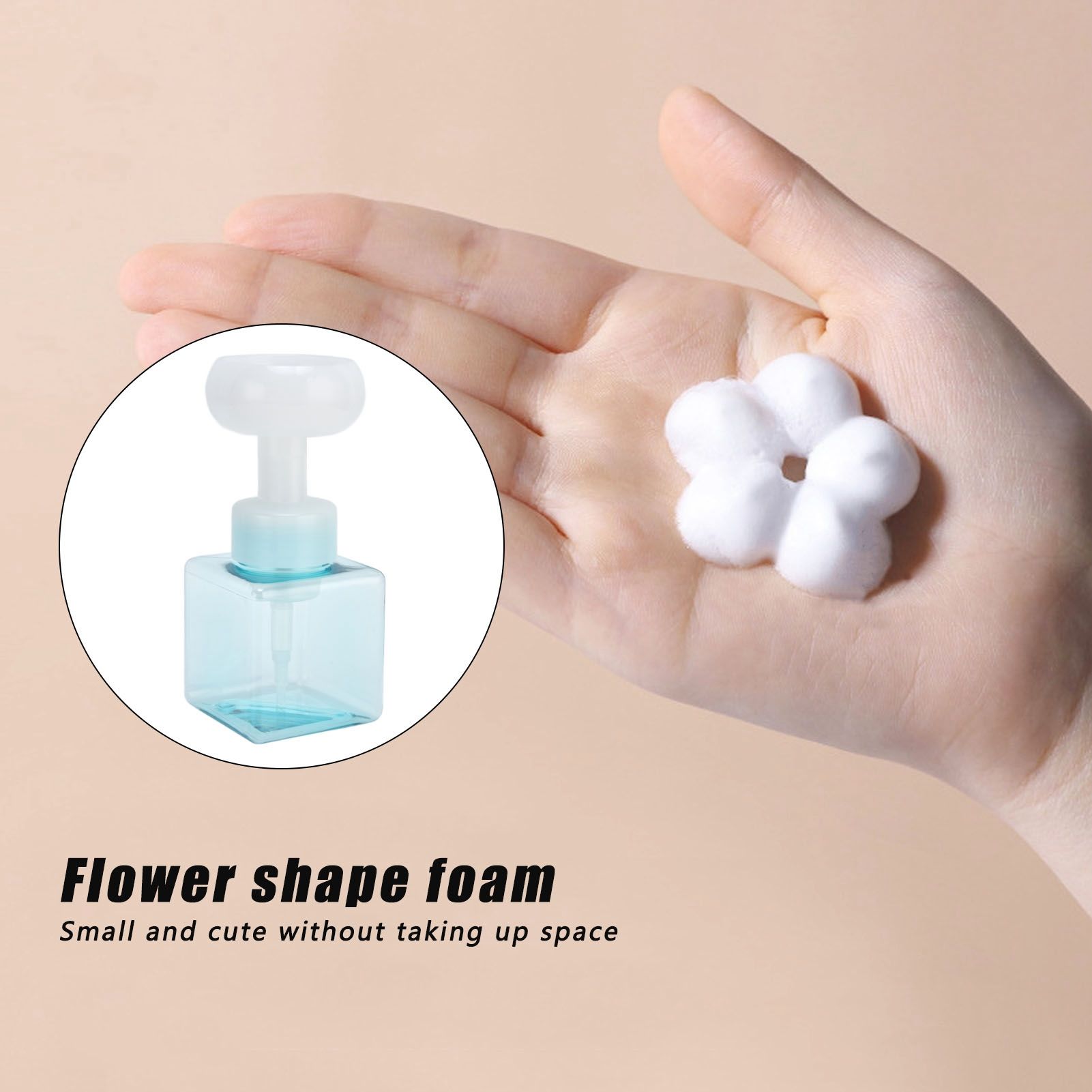 250ml Foaming Bottle PETG Plastic Flower Foam Dispenser Square Bottles for Cosmetic PackagingTransparent Blue V1294-YM0523-3112210100013