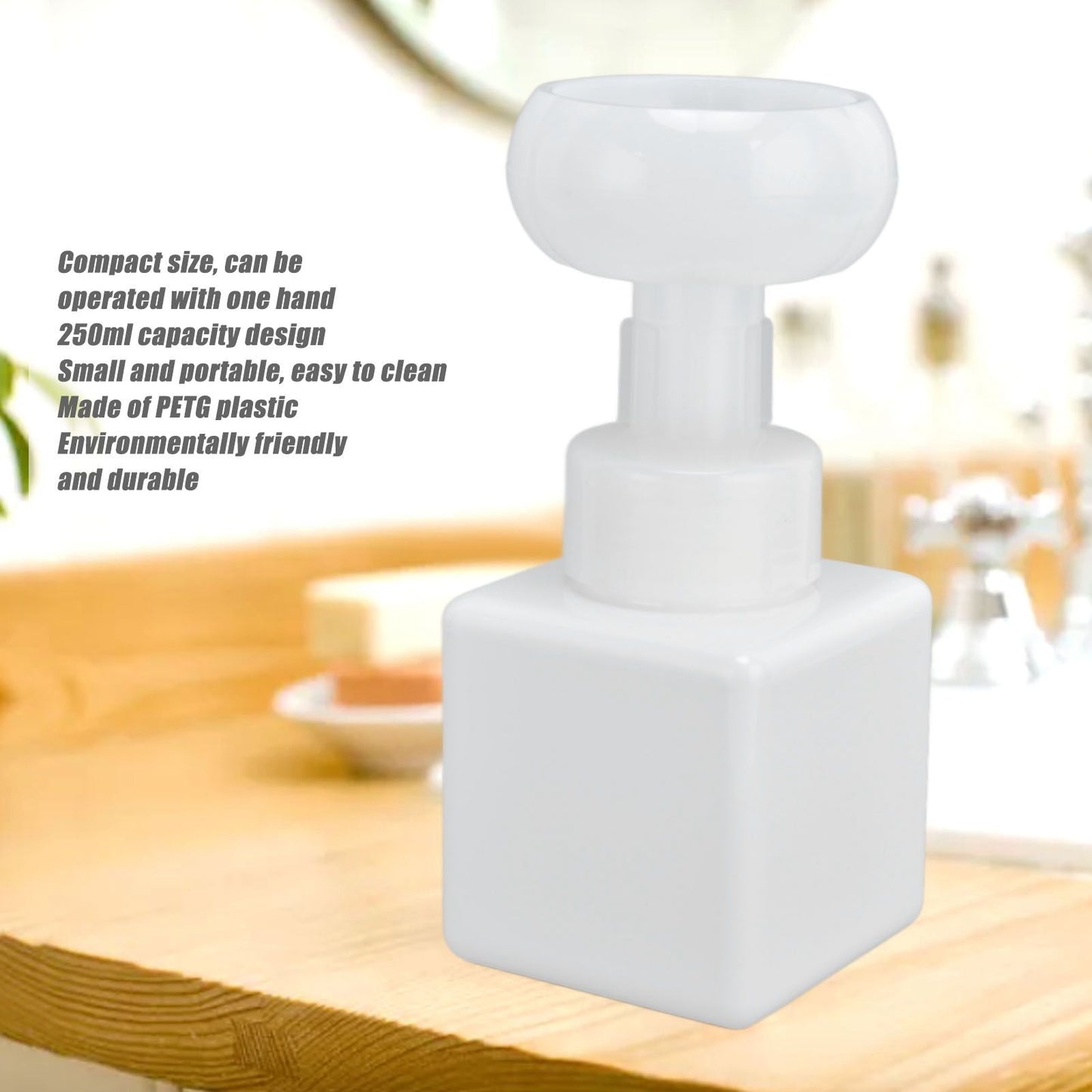 250ml Foaming Bottle PETG Plastic Flower Foam Dispenser Square Bottles for Cosmetic PackagingWhite V1294-YM0523-3112210100014