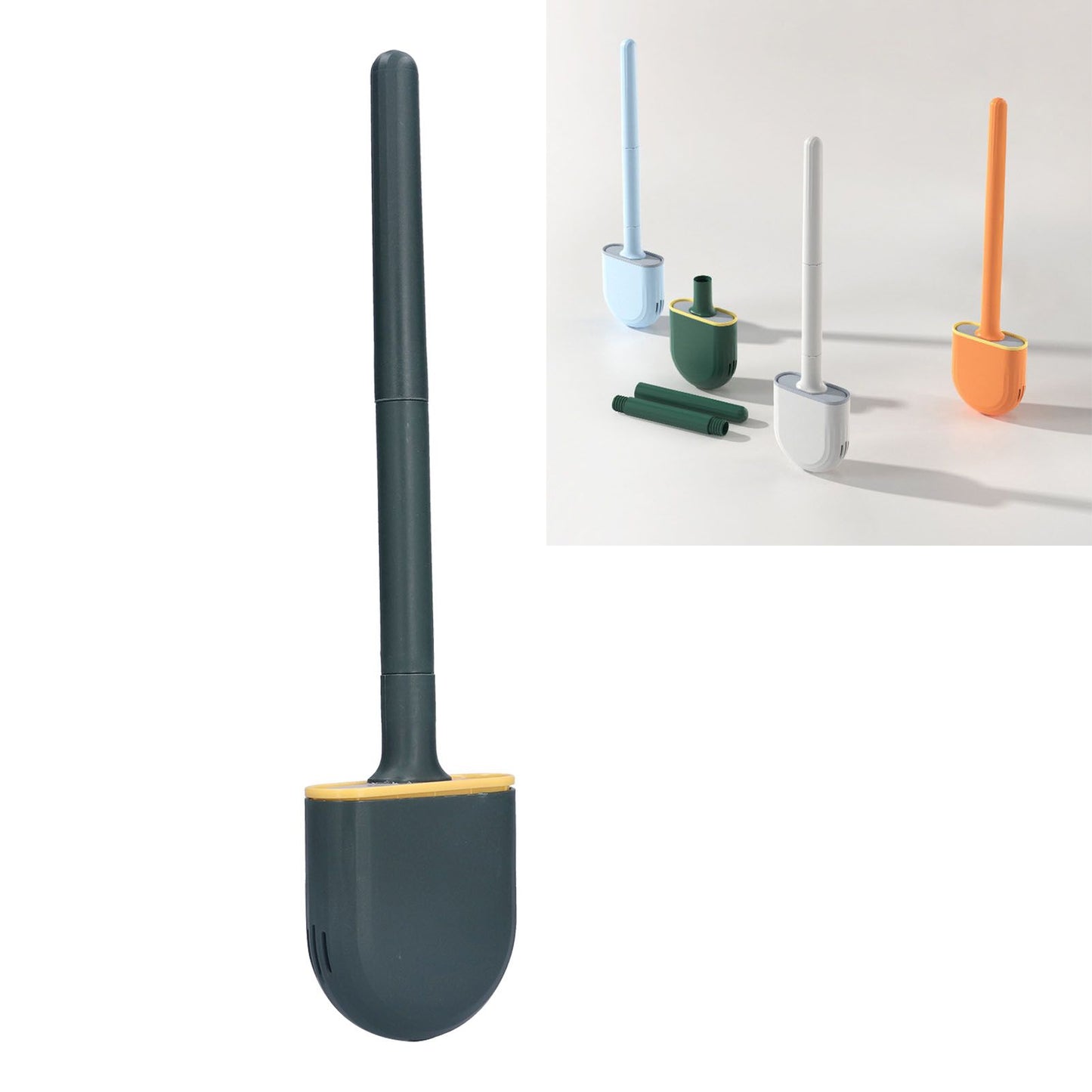 Wall Mounted Toilet Brush Drying Holder Set with Detachable Handle Cleaning Tool for Home Hotel BathroomGreen V1294-YM0523-3112210101012
