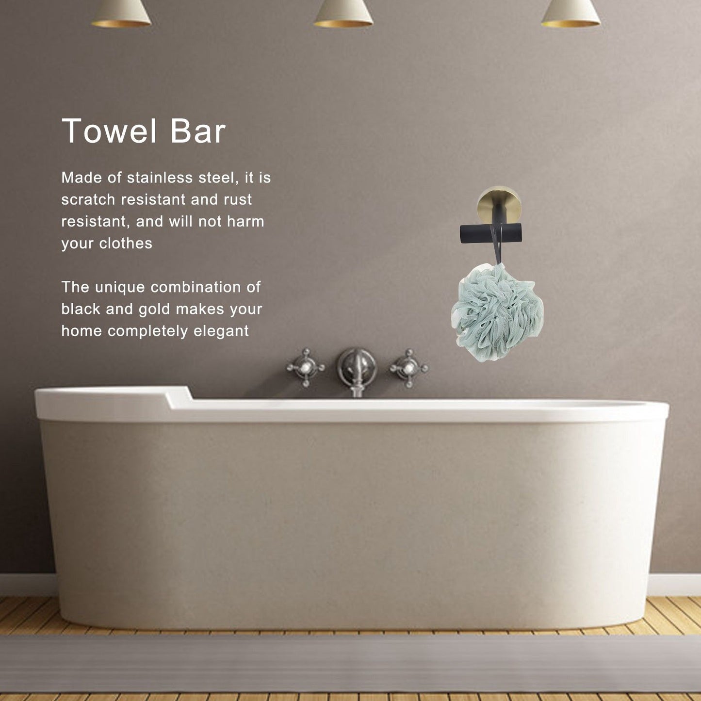 Towel Bar 4 Protective Layers Elegant Style Black Gold Bath Accessories for Kitchen Hotel V1294-YM0523-3112210102011