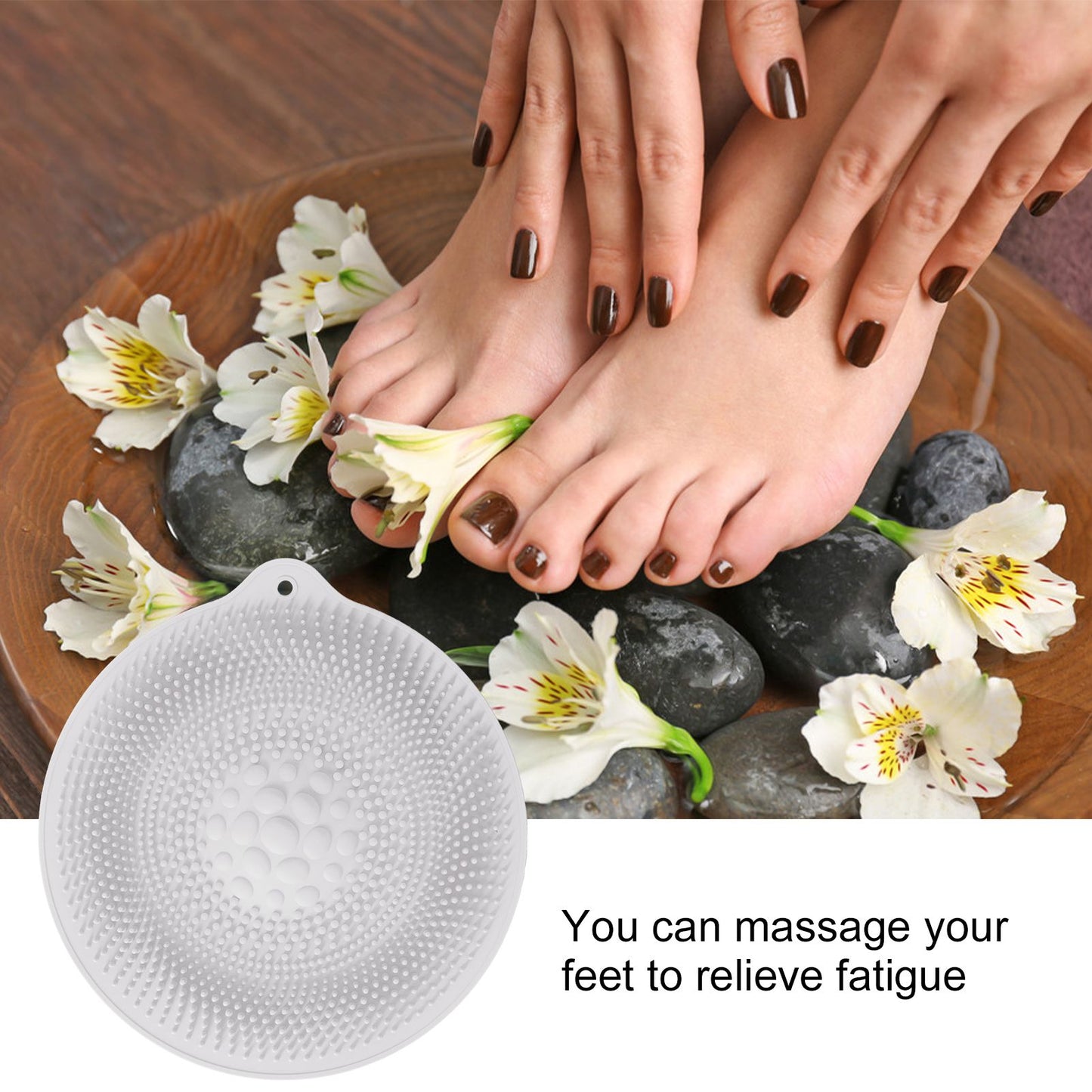 Natural Rubber Foot Bath Mat Innovative Anti Slip Shower Mat for Bathroom Foot Massager KitchenLight Gray V1294-YM0523-3112210103011