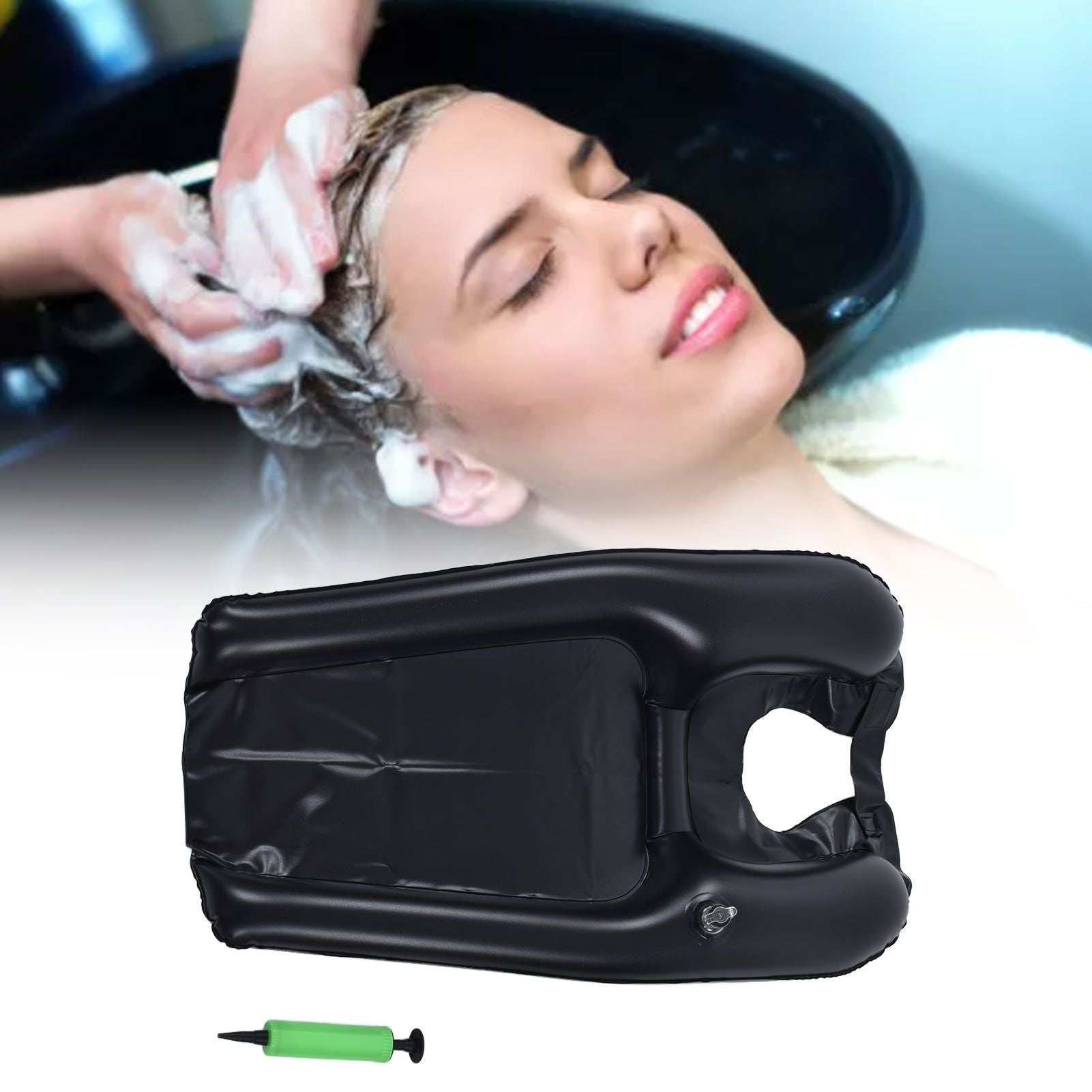 Inflatable Shampoo Bowl Portable Hair Washing Tray with Inflator Pump Lightweight Shampoo Basin V1294-YM0523-3112210103611