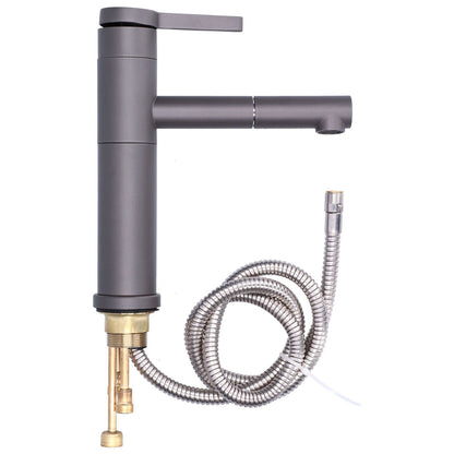G1/2 Above Counter Basin Pull Out Faucet Set Cold Hot Mixing Water Tap with Water Pipes for Home Bathroom Gray V1294-YM0523-3112210104511