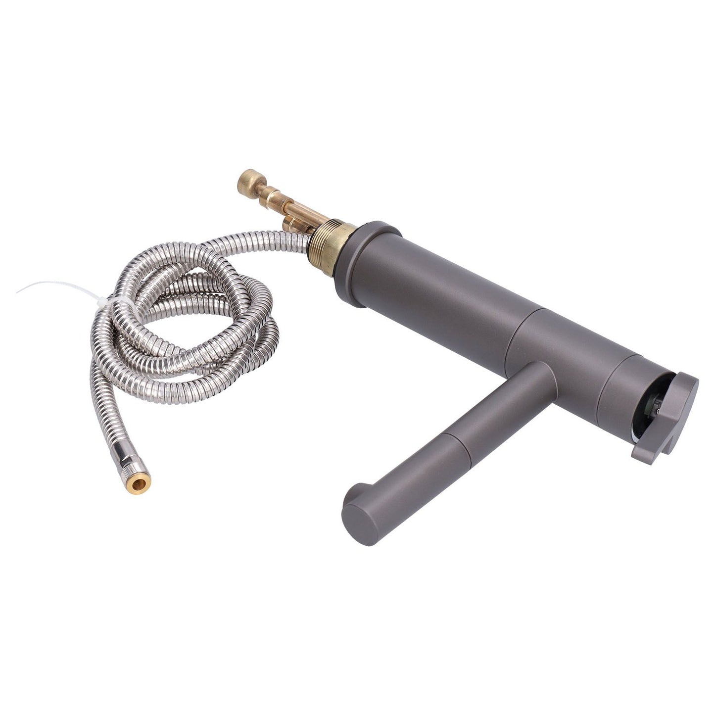 G1/2 Above Counter Basin Pull Out Faucet Set Cold Hot Mixing Water Tap with Water Pipes for Home Bathroom Gray V1294-YM0523-3112210104511