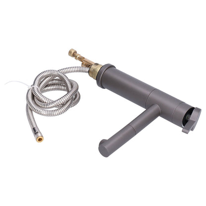 G1/2 Above Counter Basin Pull Out Faucet Set Cold Hot Mixing Water Tap with Water Pipes for Home Bathroom Gray V1294-YM0523-3112210104511
