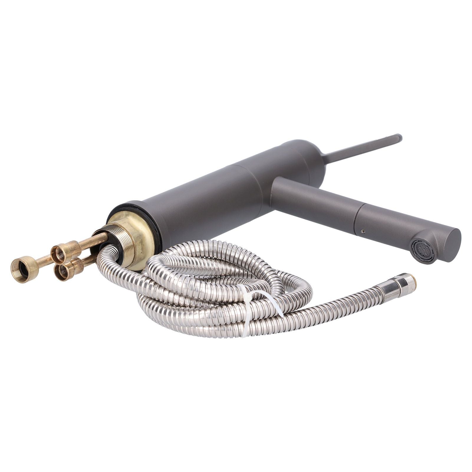 G1/2 Above Counter Basin Pull Out Faucet Set Cold Hot Mixing Water Tap with Water Pipes for Home Bathroom Gray V1294-YM0523-3112210104511
