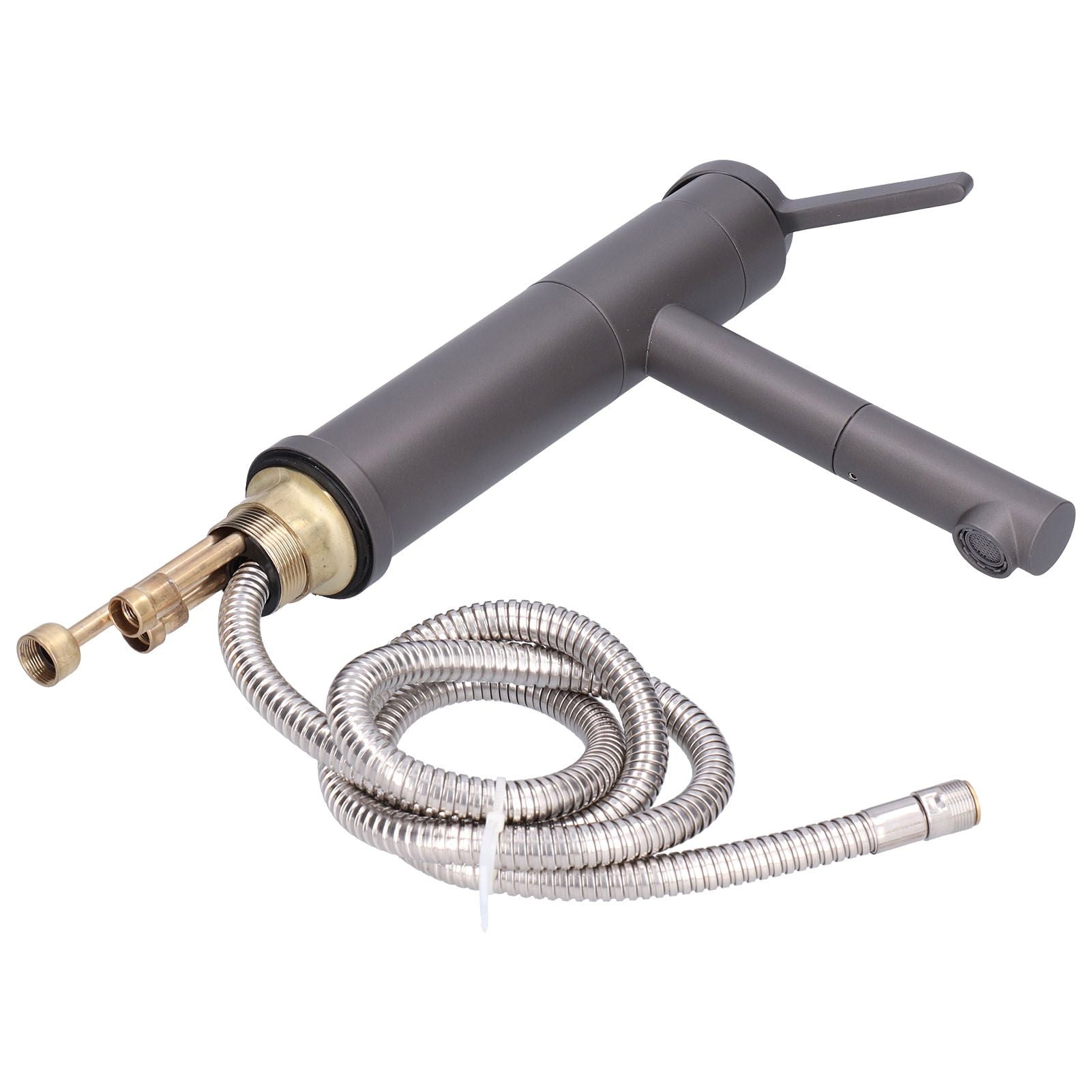 G1/2 Above Counter Basin Pull Out Faucet Set Cold Hot Mixing Water Tap with Water Pipes for Home Bathroom Gray V1294-YM0523-3112210104511