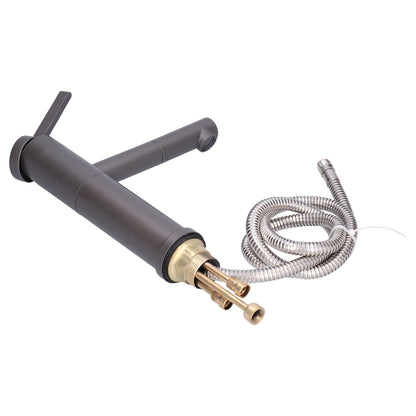 G1/2 Above Counter Basin Pull Out Faucet Set Cold Hot Mixing Water Tap with Water Pipes for Home Bathroom Gray V1294-YM0523-3112210104511