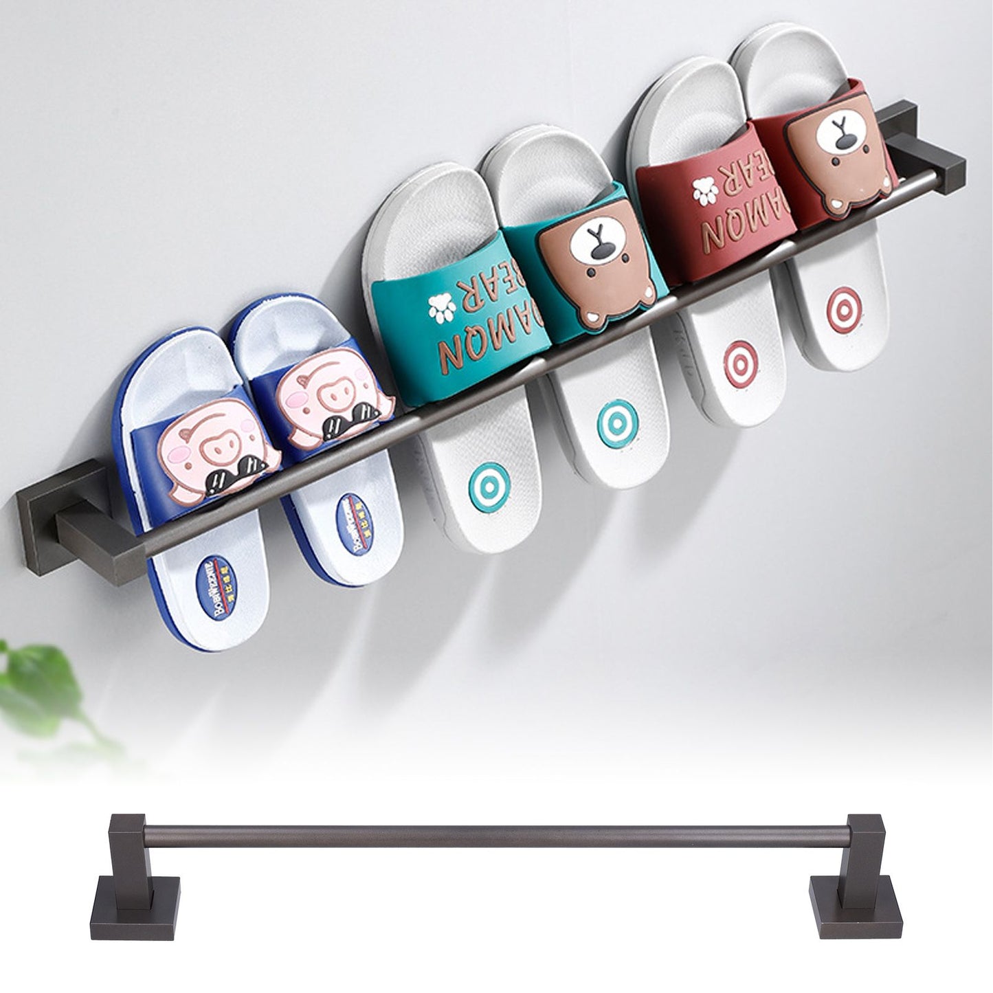 Slippers Rack Grey Wall Mounted Hanging Shoe Organizer Bathroom Storage Accessories V1294-YM0523-3112210104811