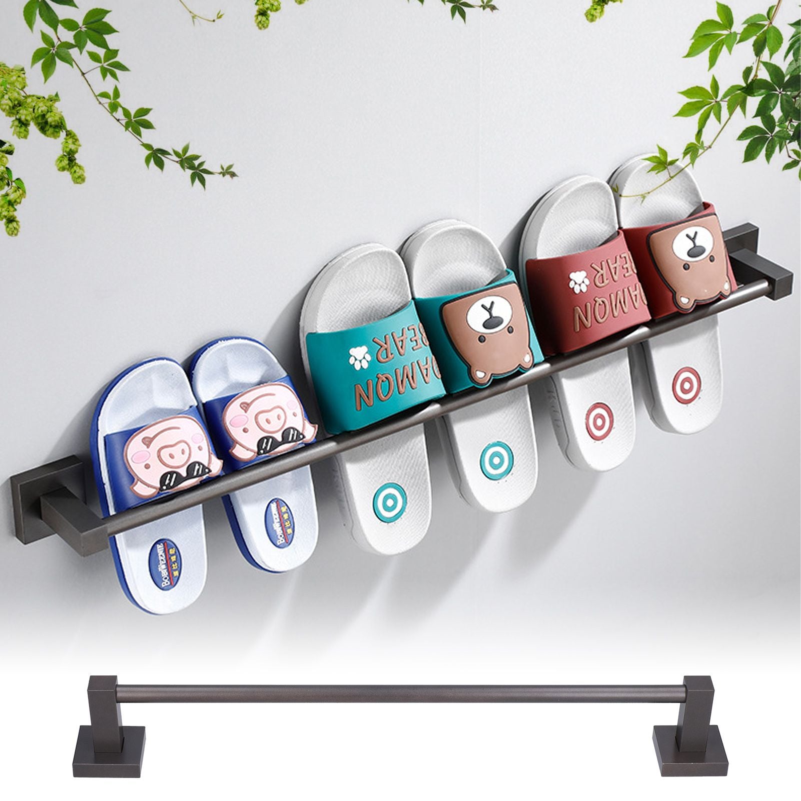 Slippers Rack Grey Wall Mounted Hanging Shoe Organizer Bathroom Storage Accessories V1294-YM0523-3112210104811