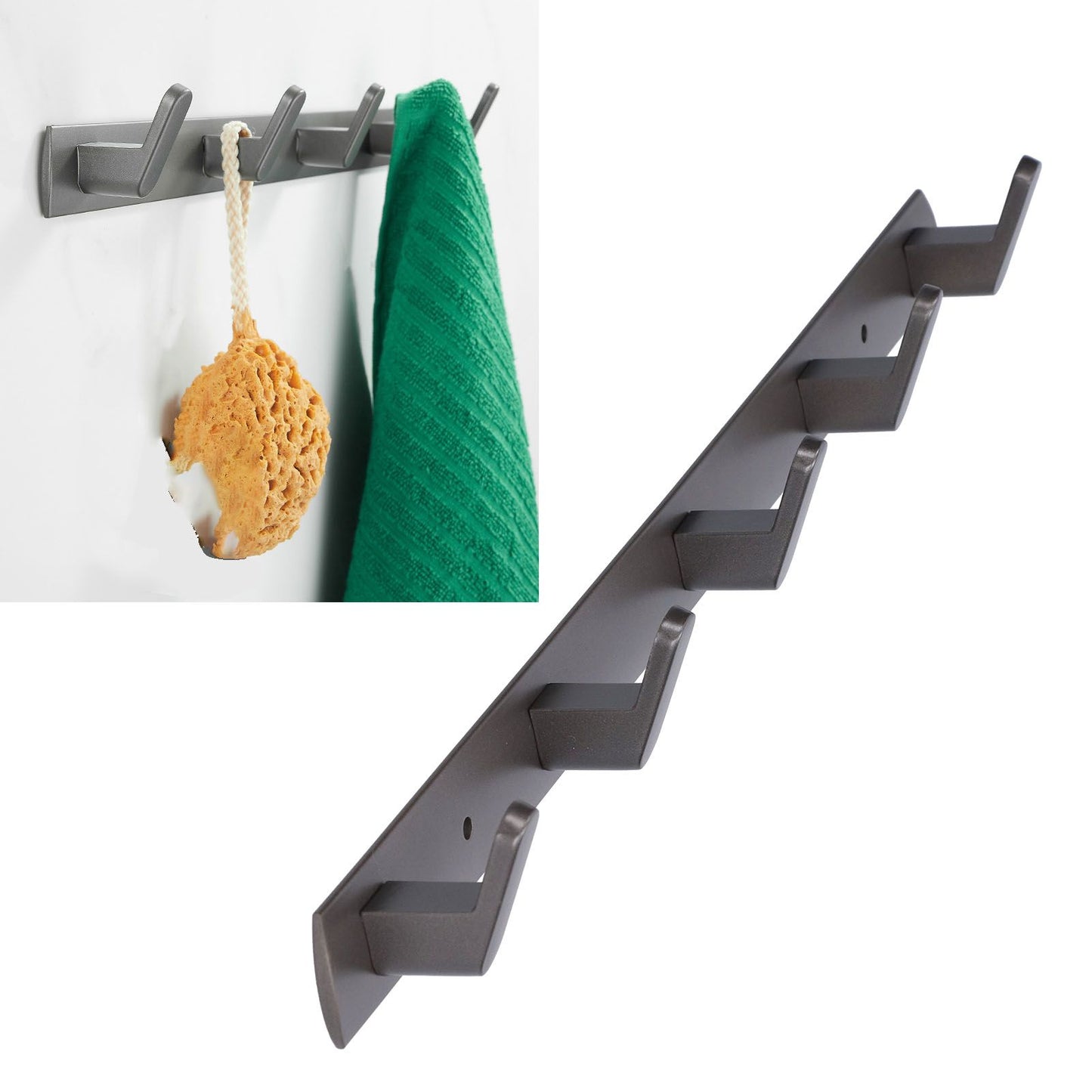 45cm Row Hook Wall Mount Aluminium Alloy Coat Towel Hook for Kitchen Bathroom Bedroom Closet V1294-YM0523-3112210104911