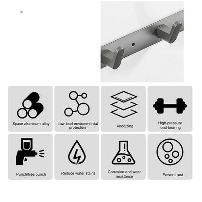 45cm Row Hook Wall Mount Aluminium Alloy Coat Towel Hook for Kitchen Bathroom Bedroom Closet V1294-YM0523-3112210104911