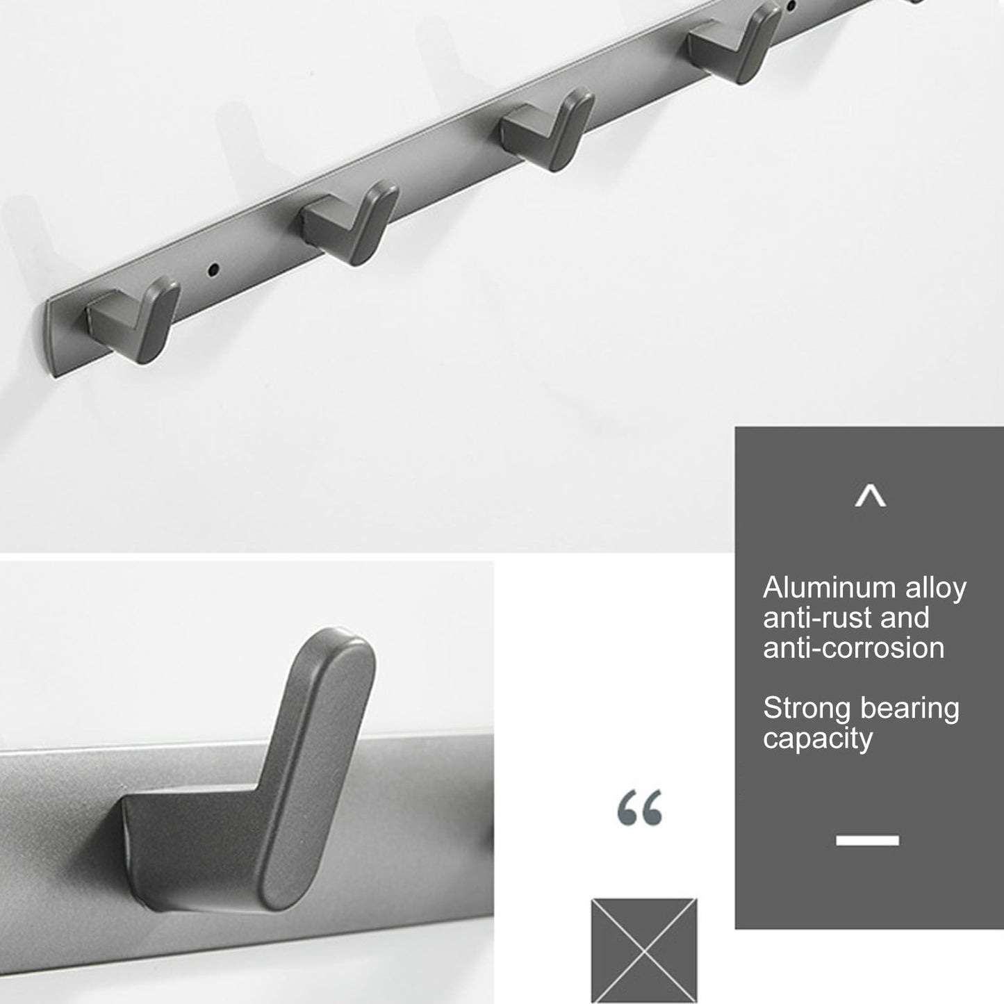 45cm Row Hook Wall Mount Aluminium Alloy Coat Towel Hook for Kitchen Bathroom Bedroom Closet V1294-YM0523-3112210104911