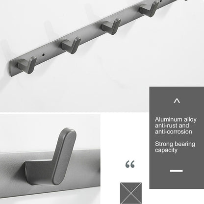 45cm Row Hook Wall Mount Aluminium Alloy Coat Towel Hook for Kitchen Bathroom Bedroom Closet V1294-YM0523-3112210104911