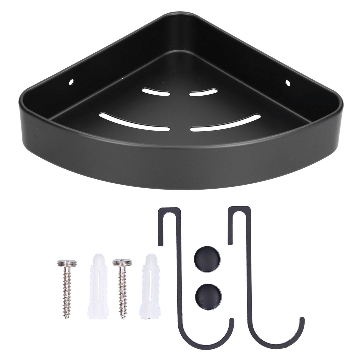 Shower Shelf Wall Mounted Triangular Corner Shelves Storage Rack Organizer for Home Bathroom Rest Room Black V1294-YM0523-3112210105111