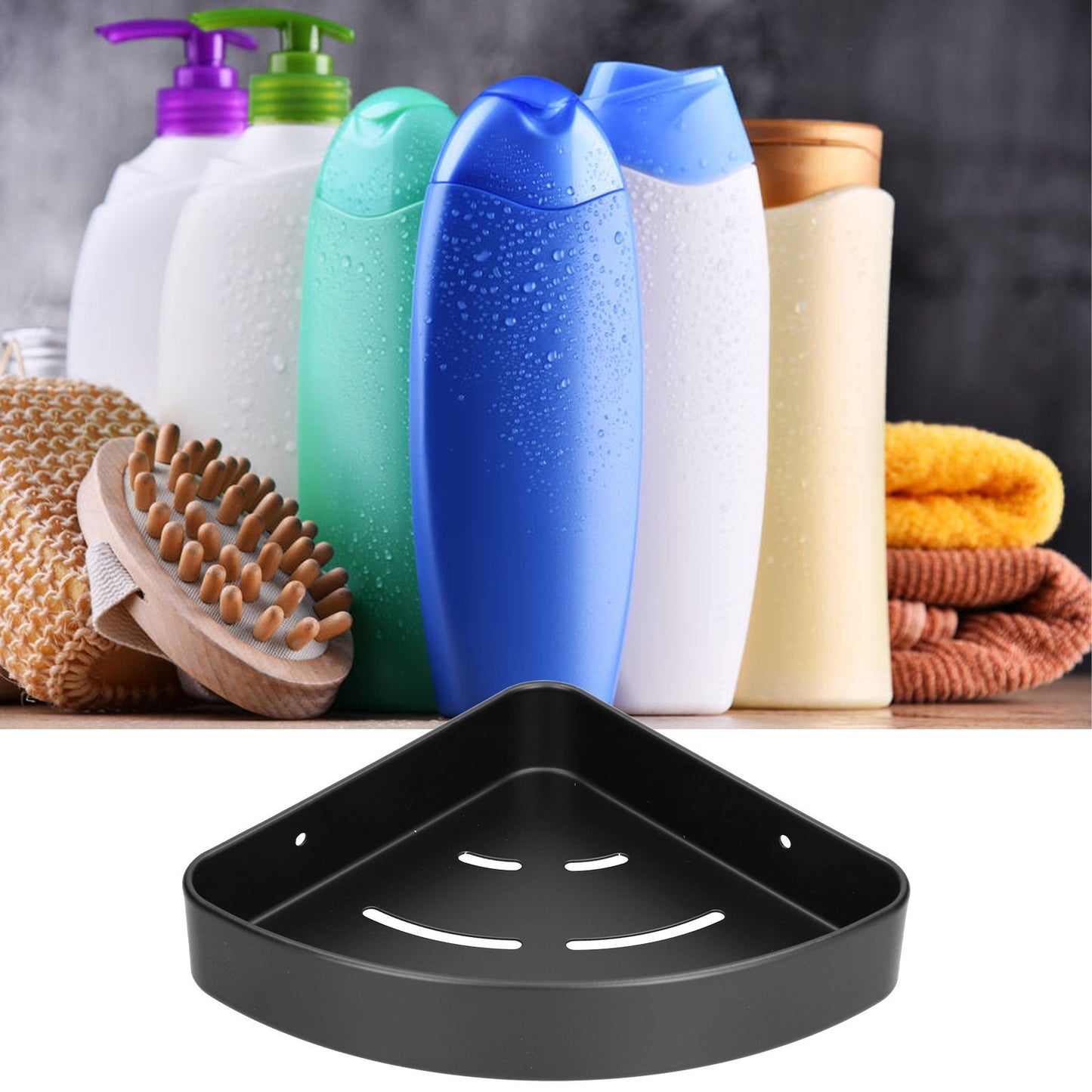 Shower Shelf Wall Mounted Triangular Corner Shelves Storage Rack Organizer for Home Bathroom Rest Room Black V1294-YM0523-3112210105111