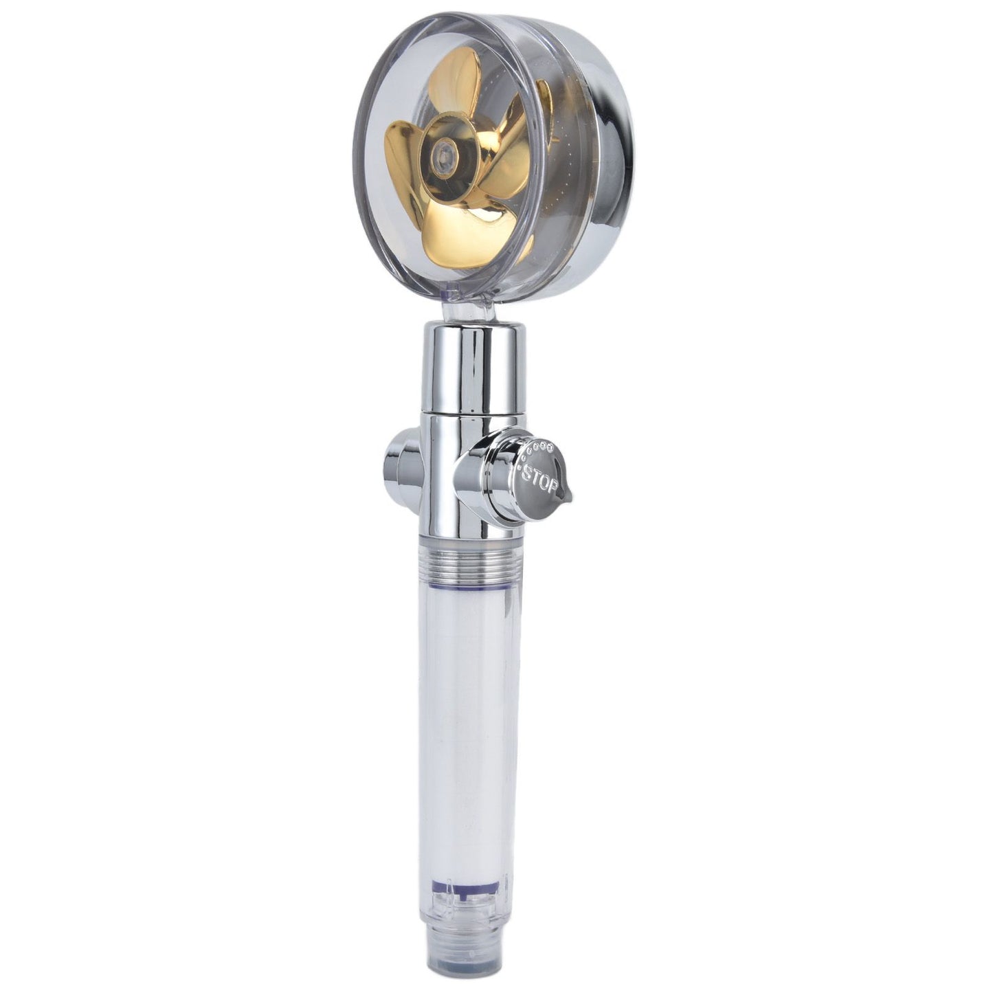 Turbocharged Fan Shower Head Handheld Propeller Driven 360 degrees Rotation G1/2 Thread Detachable for Water V1294-YM0523-3112210106111