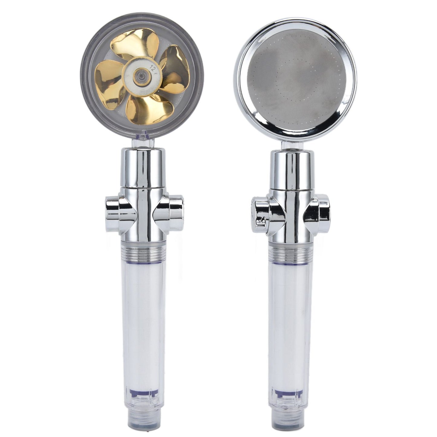 Turbocharged Fan Shower Head Handheld Propeller Driven 360 degrees Rotation G1/2 Thread Detachable for Water V1294-YM0523-3112210106111