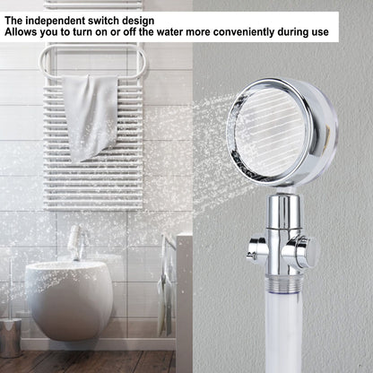 Turbocharged Fan Shower Head Handheld Propeller Driven 360 degrees Rotation G1/2 Thread Detachable for Water V1294-YM0523-3112210106111