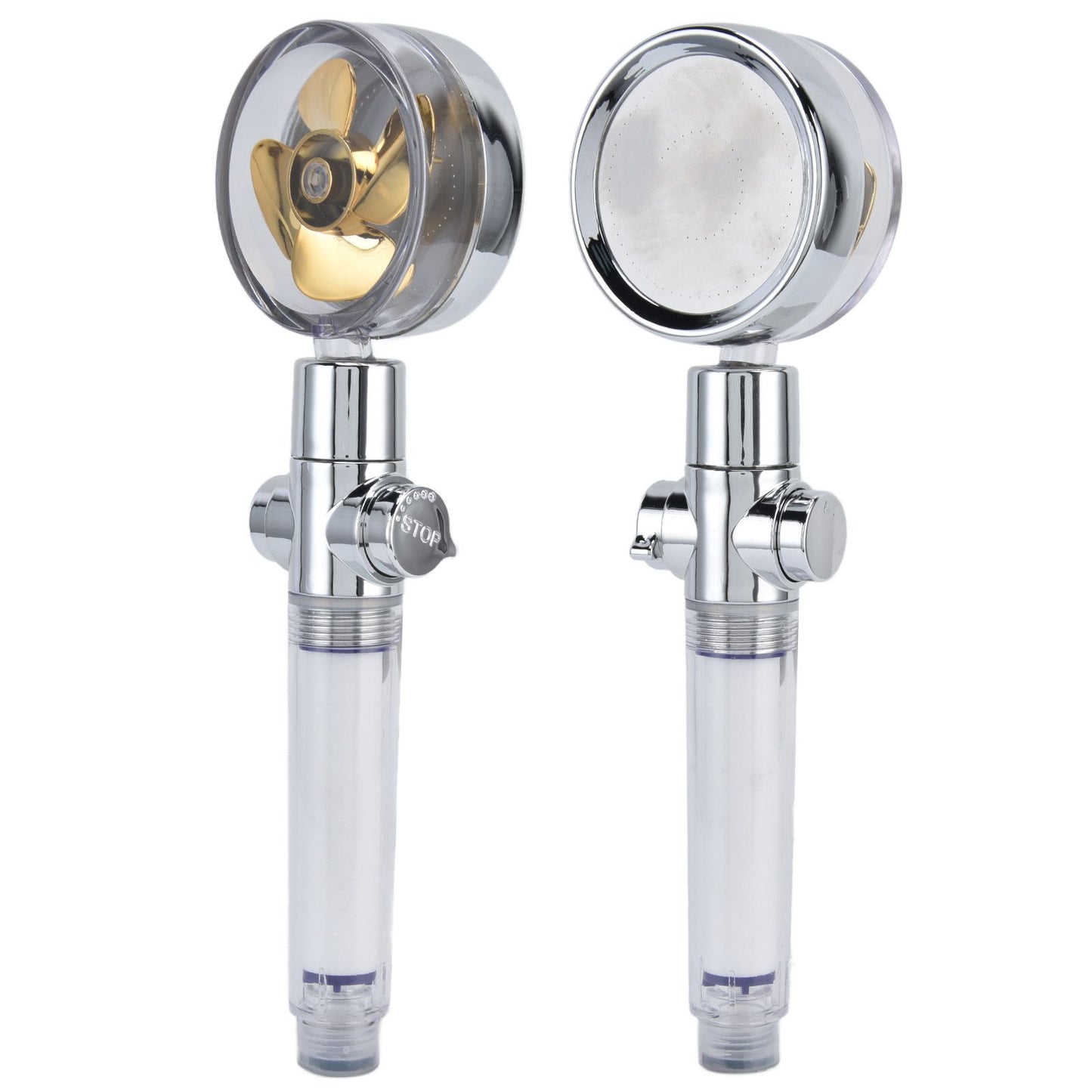 Turbocharged Fan Shower Head Handheld Propeller Driven 360 degrees Rotation G1/2 Thread Detachable for Water V1294-YM0523-3112210106111