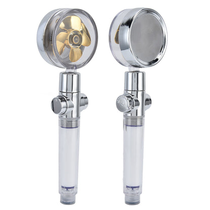 Turbocharged Fan Shower Head Handheld Propeller Driven 360 degrees Rotation G1/2 Thread Detachable for Water V1294-YM0523-3112210106111