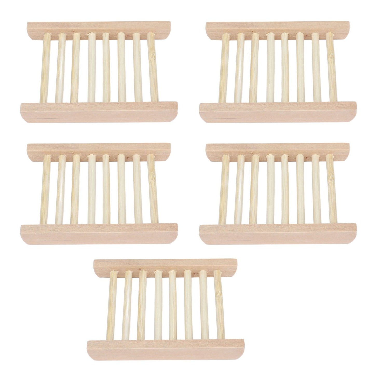 5pcs Bamboo Soap Dish Waterproof Antislip Wooden Bar Soap Holder for Shower Bathroom Kitchen V1294-YM0523-3112210106411