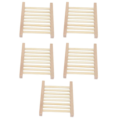 5pcs Bamboo Soap Dish Waterproof Antislip Wooden Bar Soap Holder for Shower Bathroom Kitchen V1294-YM0523-3112210106411