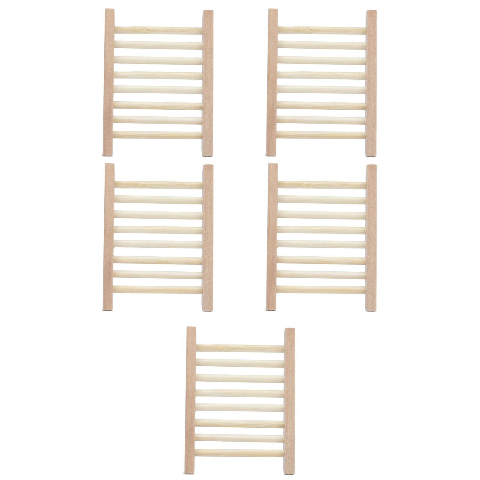 5pcs Bamboo Soap Dish Waterproof Antislip Wooden Bar Soap Holder for Shower Bathroom Kitchen V1294-YM0523-3112210106411
