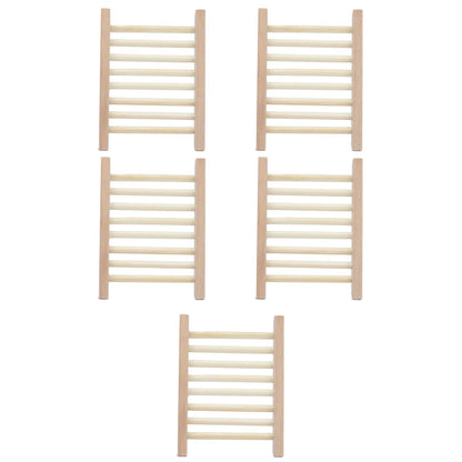 5pcs Bamboo Soap Dish Waterproof Antislip Wooden Bar Soap Holder for Shower Bathroom Kitchen V1294-YM0523-3112210106411