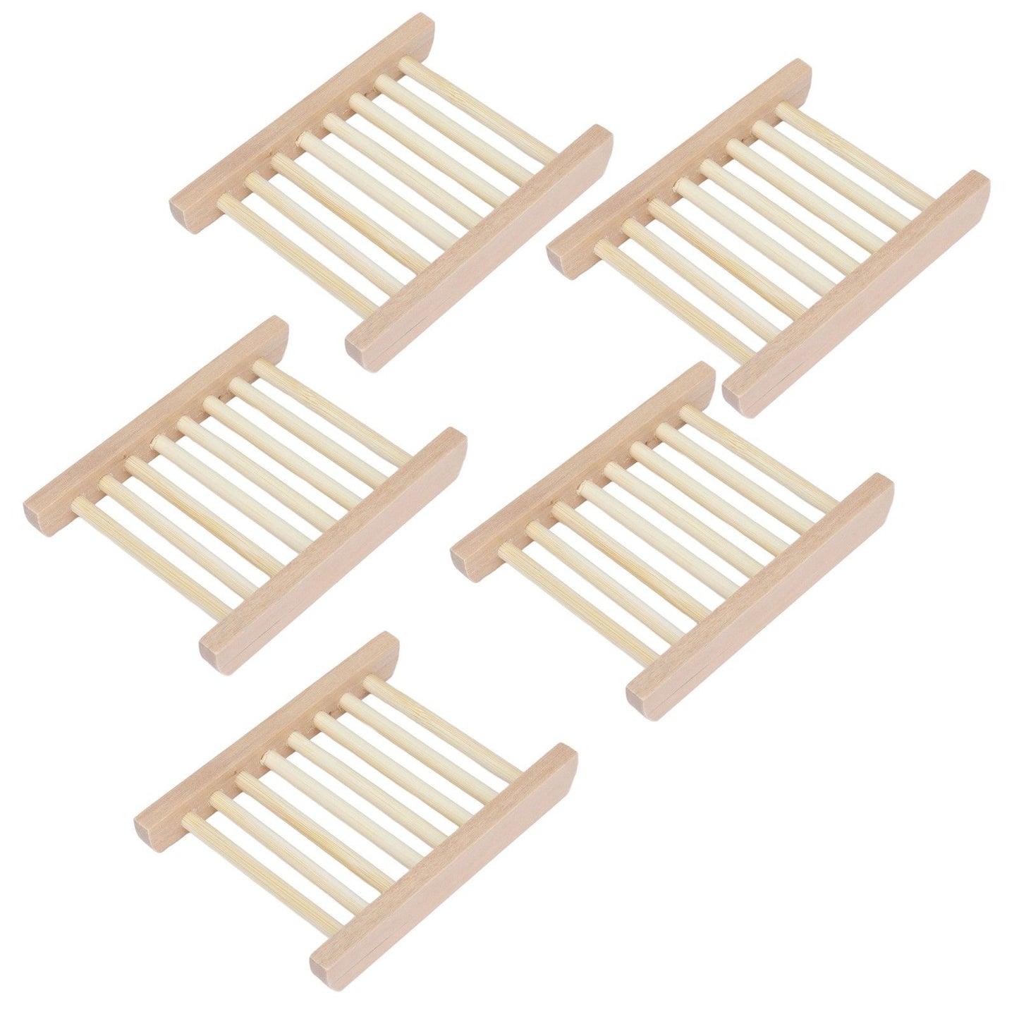 5pcs Bamboo Soap Dish Waterproof Antislip Wooden Bar Soap Holder for Shower Bathroom Kitchen V1294-YM0523-3112210106411