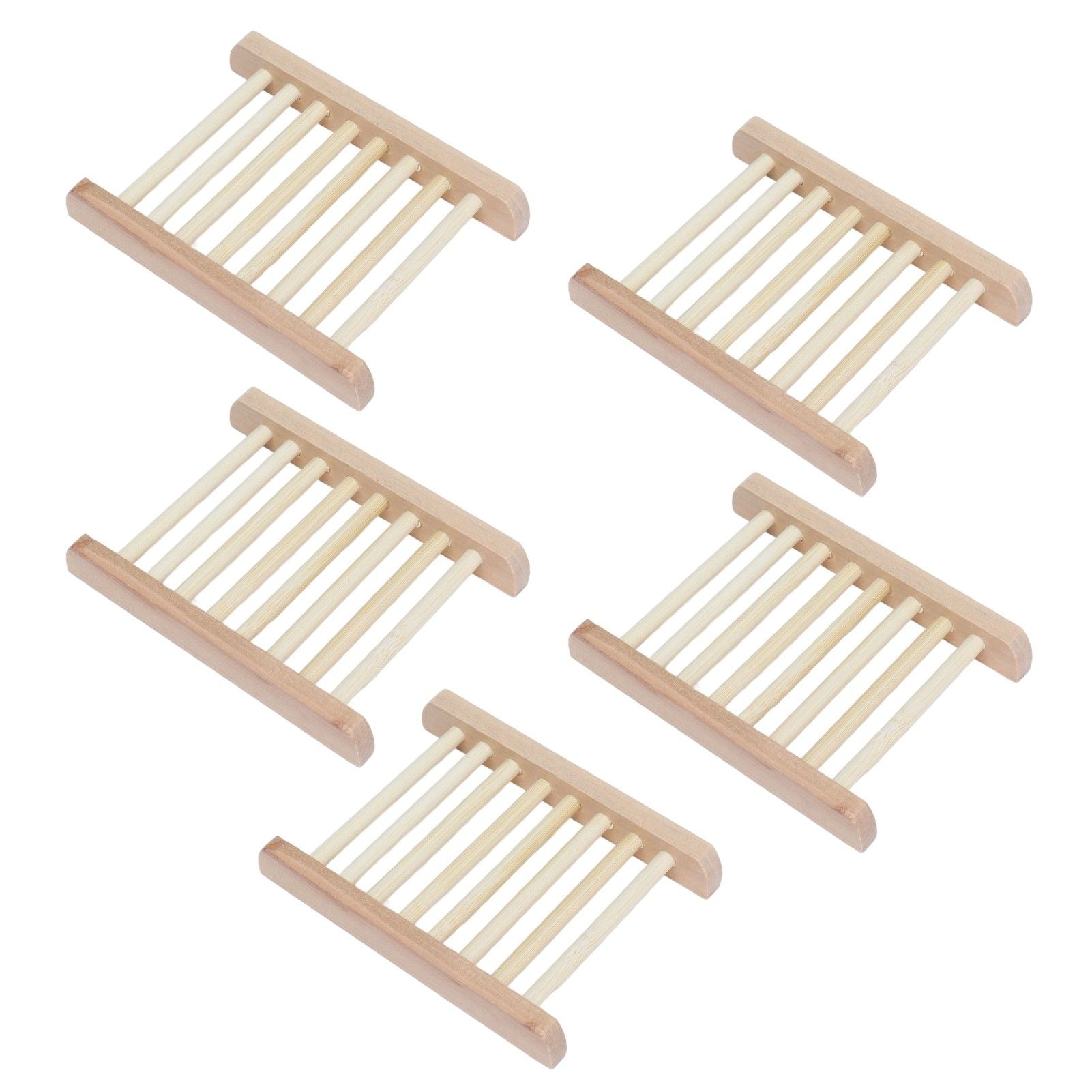 5pcs Bamboo Soap Dish Waterproof Antislip Wooden Bar Soap Holder for Shower Bathroom Kitchen V1294-YM0523-3112210106411