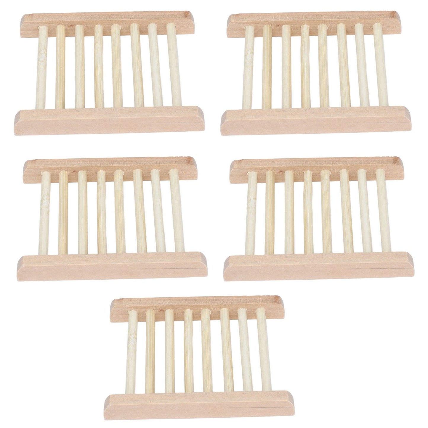 5pcs Bamboo Soap Dish Waterproof Antislip Wooden Bar Soap Holder for Shower Bathroom Kitchen V1294-YM0523-3112210106411