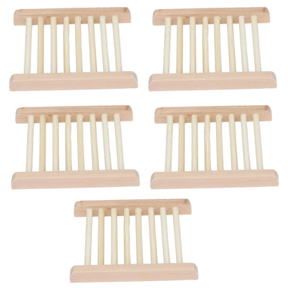 5pcs Bamboo Soap Dish Waterproof Antislip Wooden Bar Soap Holder for Shower Bathroom Kitchen V1294-YM0523-3112210106411