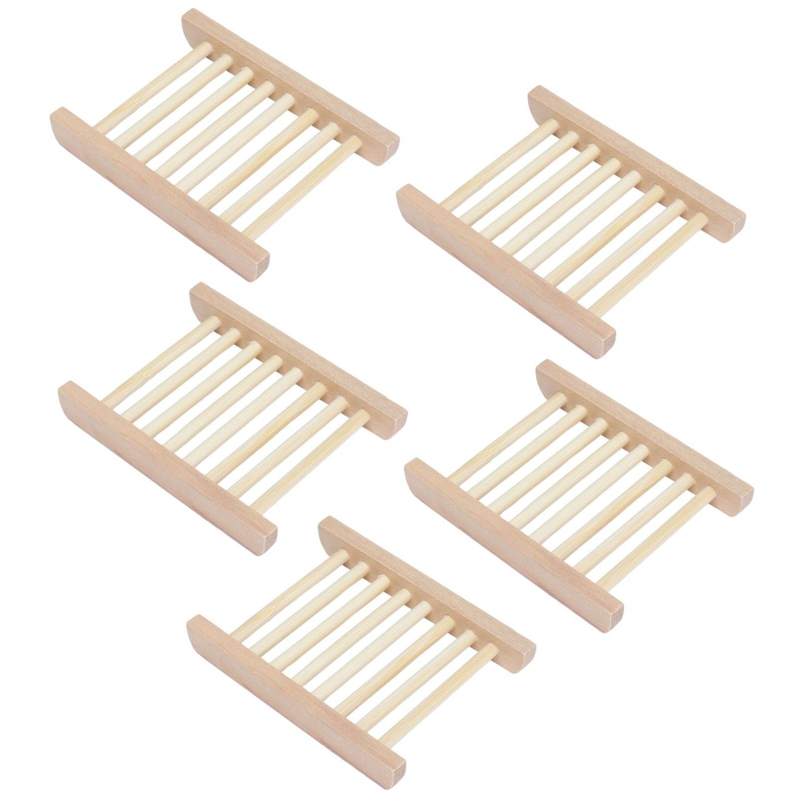 5pcs Bamboo Soap Dish Waterproof Antislip Wooden Bar Soap Holder for Shower Bathroom Kitchen V1294-YM0523-3112210106411