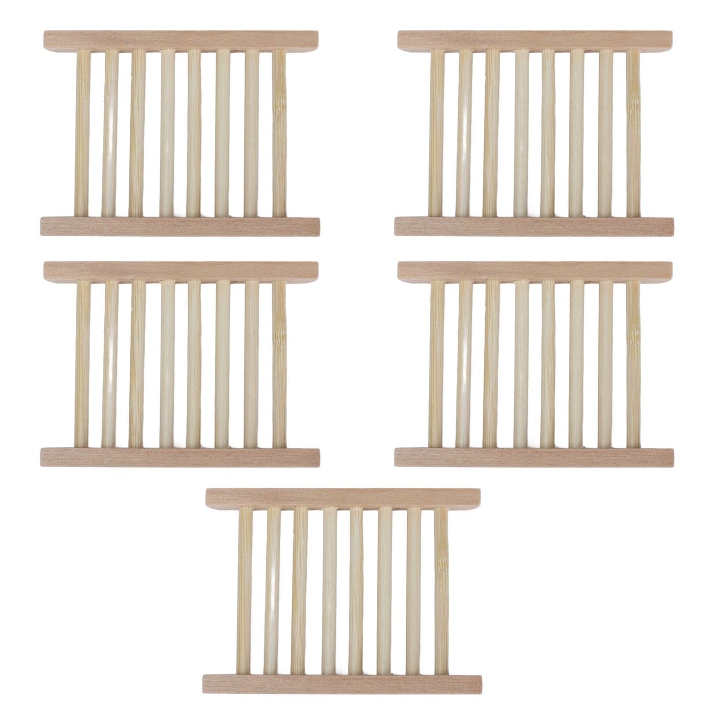 5pcs Bamboo Soap Dish Waterproof Antislip Wooden Bar Soap Holder for Shower Bathroom Kitchen V1294-YM0523-3112210106411