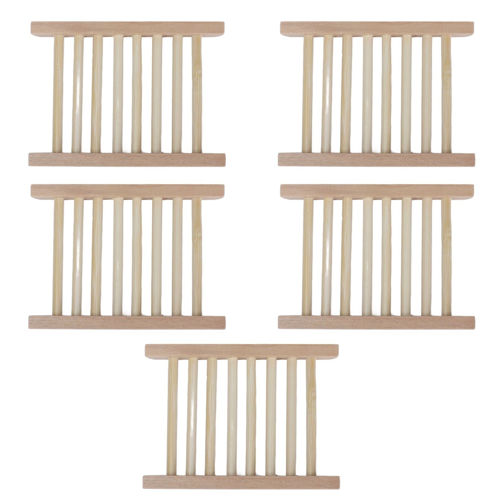 5pcs Bamboo Soap Dish Waterproof Antislip Wooden Bar Soap Holder for Shower Bathroom Kitchen V1294-YM0523-3112210106411