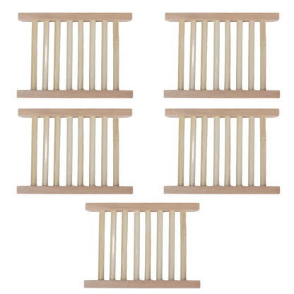 5pcs Bamboo Soap Dish Waterproof Antislip Wooden Bar Soap Holder for Shower Bathroom Kitchen V1294-YM0523-3112210106411