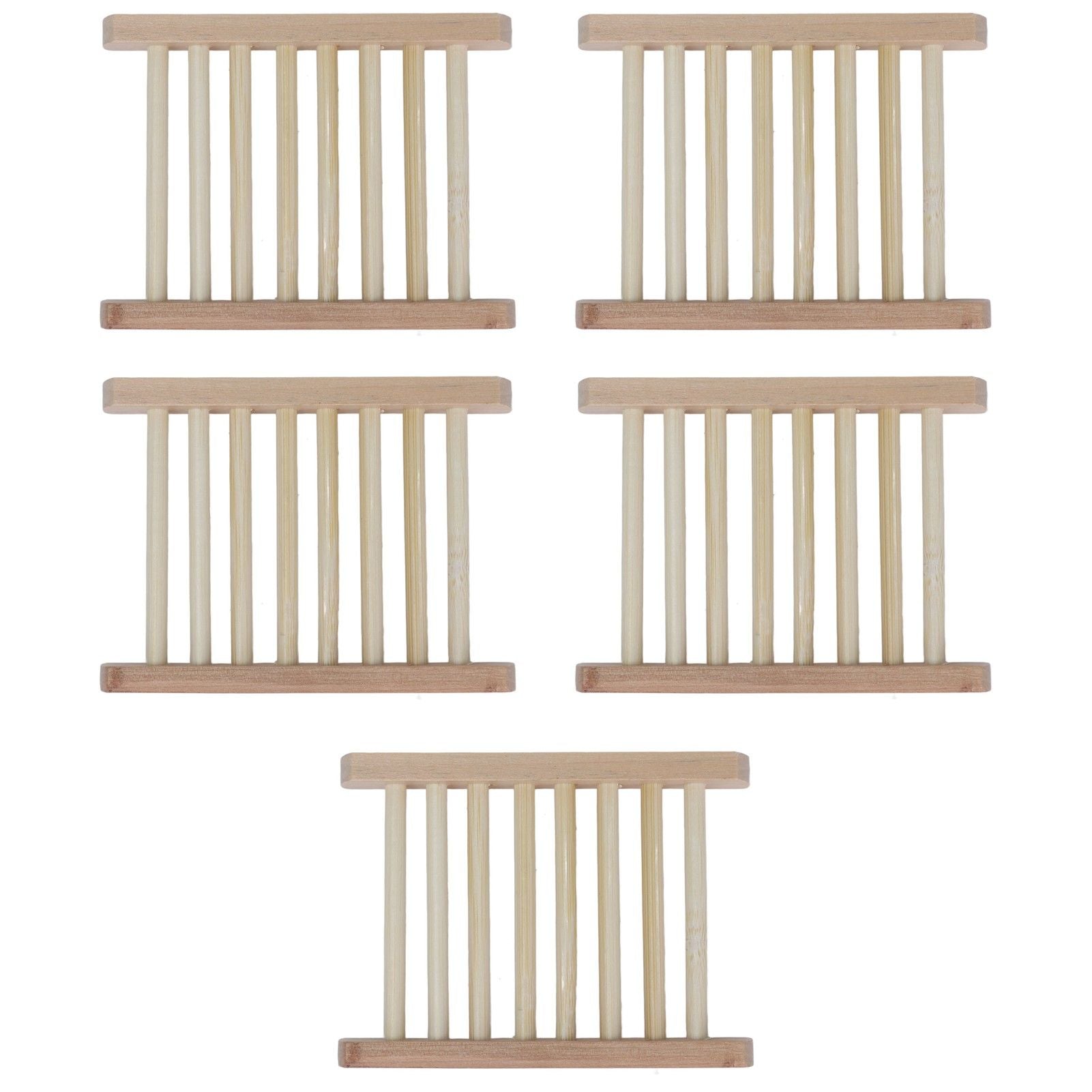 5pcs Bamboo Soap Dish Waterproof Antislip Wooden Bar Soap Holder for Shower Bathroom Kitchen V1294-YM0523-3112210106411