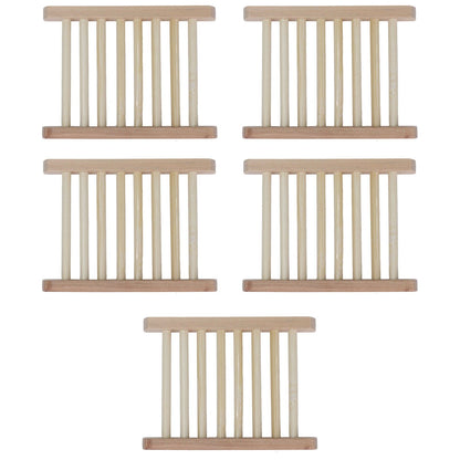 5pcs Bamboo Soap Dish Waterproof Antislip Wooden Bar Soap Holder for Shower Bathroom Kitchen V1294-YM0523-3112210106411