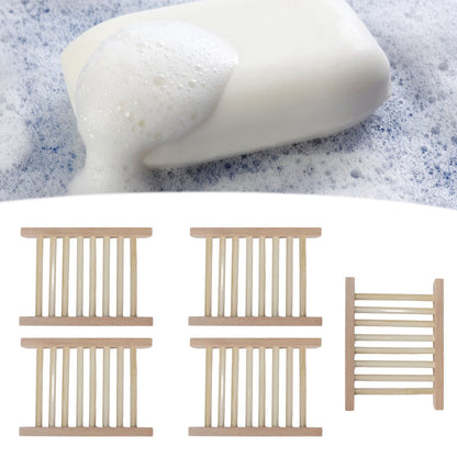 5pcs Bamboo Soap Dish Waterproof Antislip Wooden Bar Soap Holder for Shower Bathroom Kitchen V1294-YM0523-3112210106411