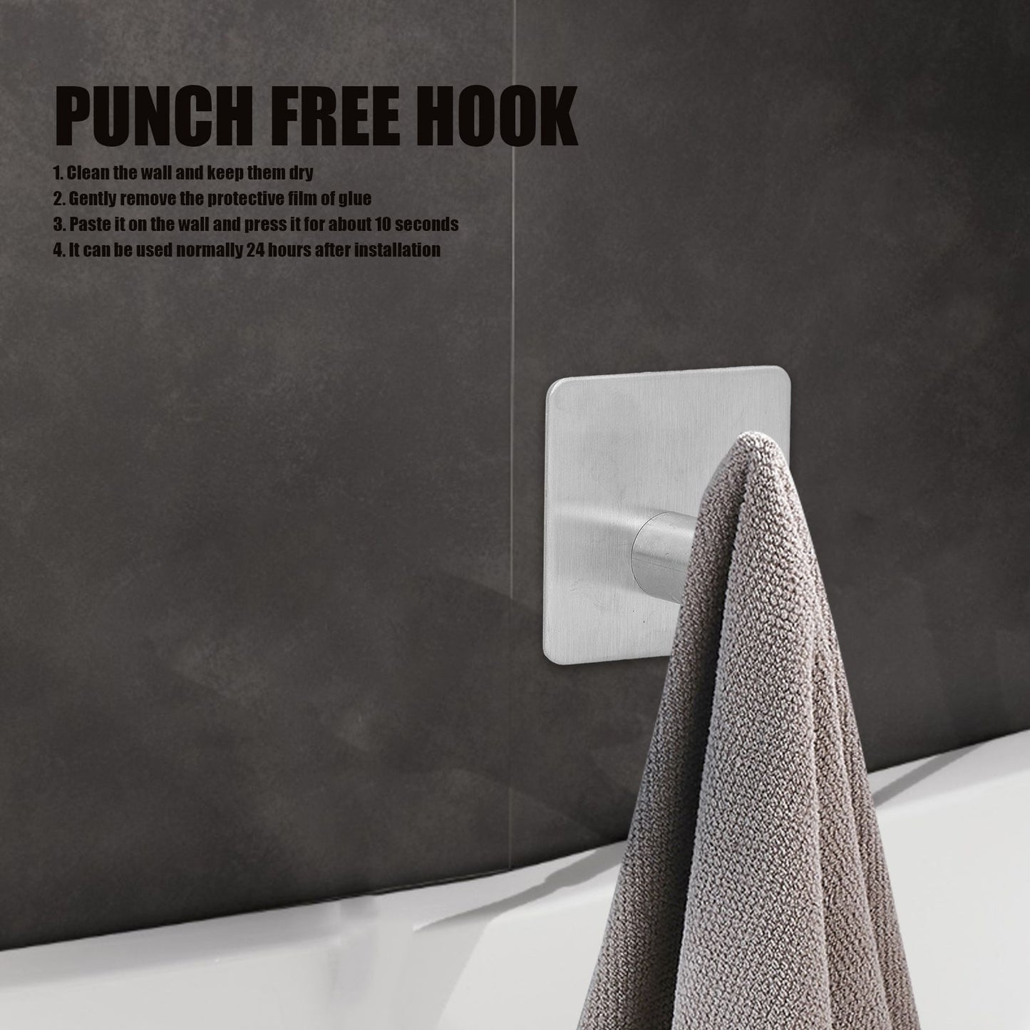 Cylindrical Hook 304 Stainless Steel Viscose Nonperforated Metal Bathroom Coat Hat Single Hook V1294-YM0523-3112210107711