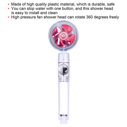 G1/2 High Pressure Fan Shower Head with Pause Switch 360 Degree Rotation Handheld Filter Detachable Shower V1294-YM0523-3112210109312