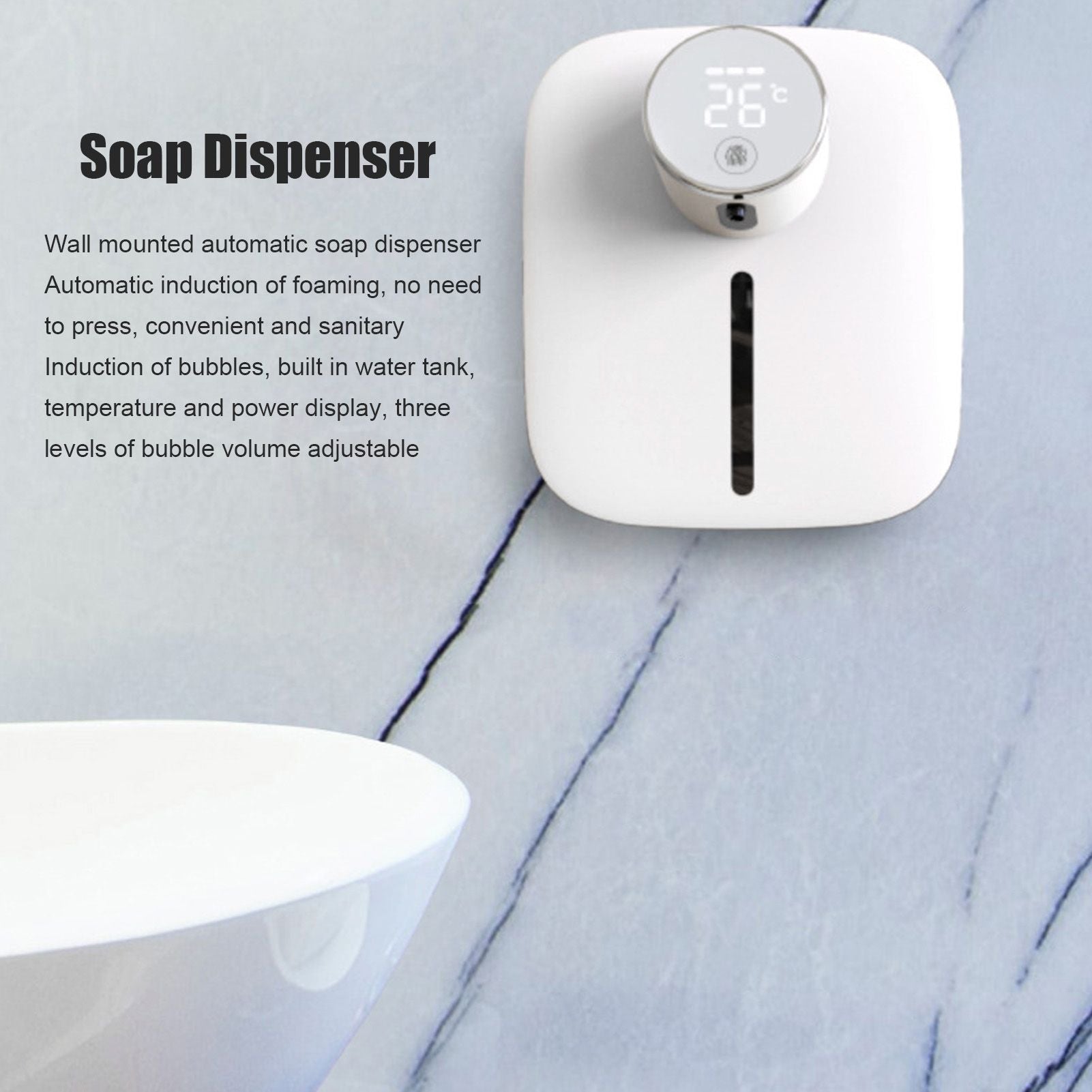 320ML Automatic Soap Dispenser USB Charging Non Contact Intelligent Soap Dispenser Wall Mounted Foam Soap V1294-YM0523-3112210109811