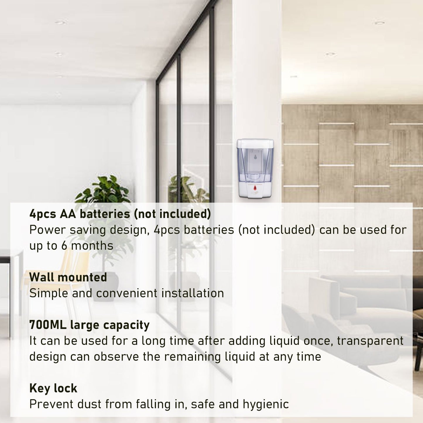 Automatic Soap Dispenser Wall Mounted Touchless Liquid Soap Container for Home Hotel Public Places V1294-YM0523-3112210110911