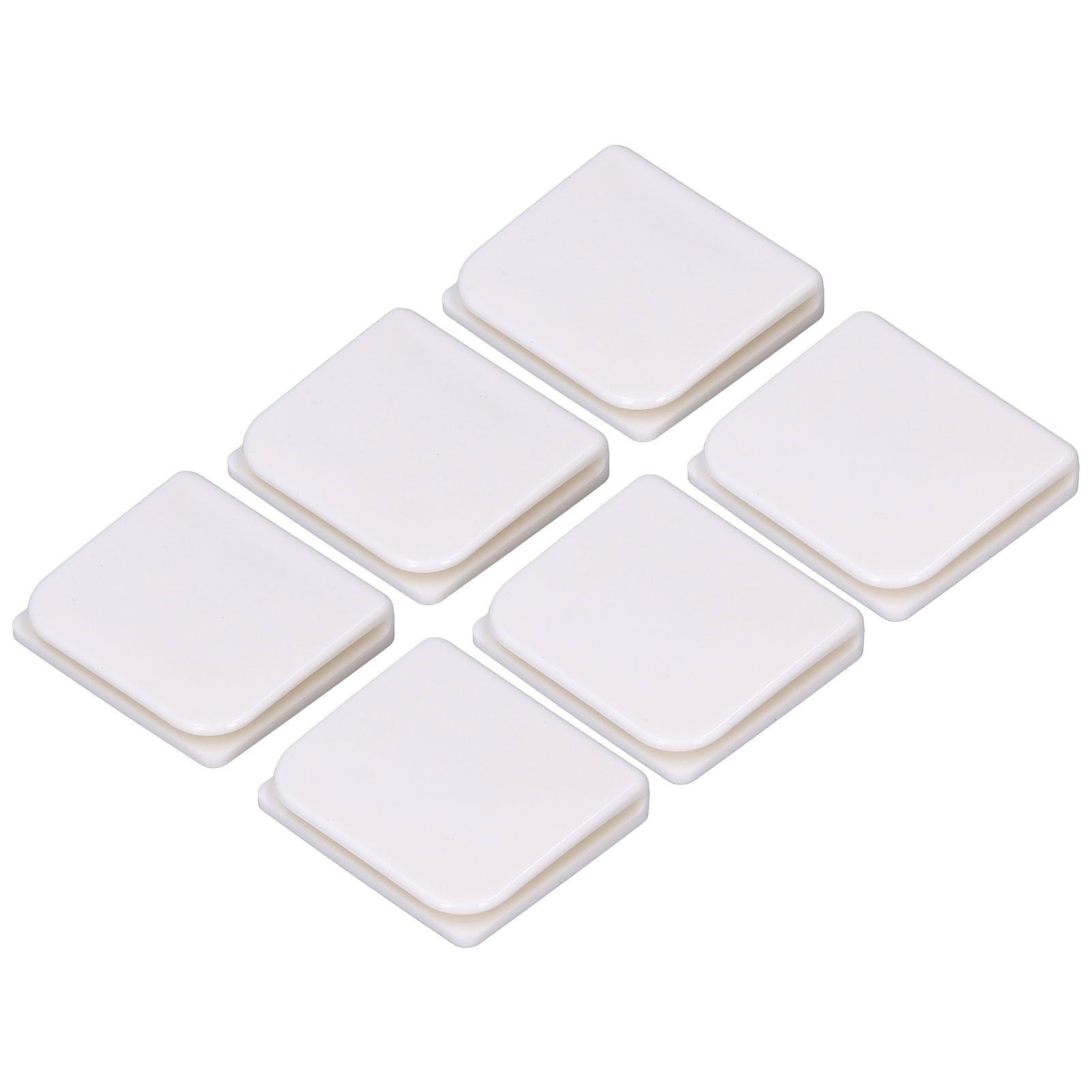 6Pcs/Set Shower Splash Curtain Clips White Self Adhesive 4.5x5cm for Home Bathroom Bedroom Living Room Kitchen V1294-YM0523-3112210122511