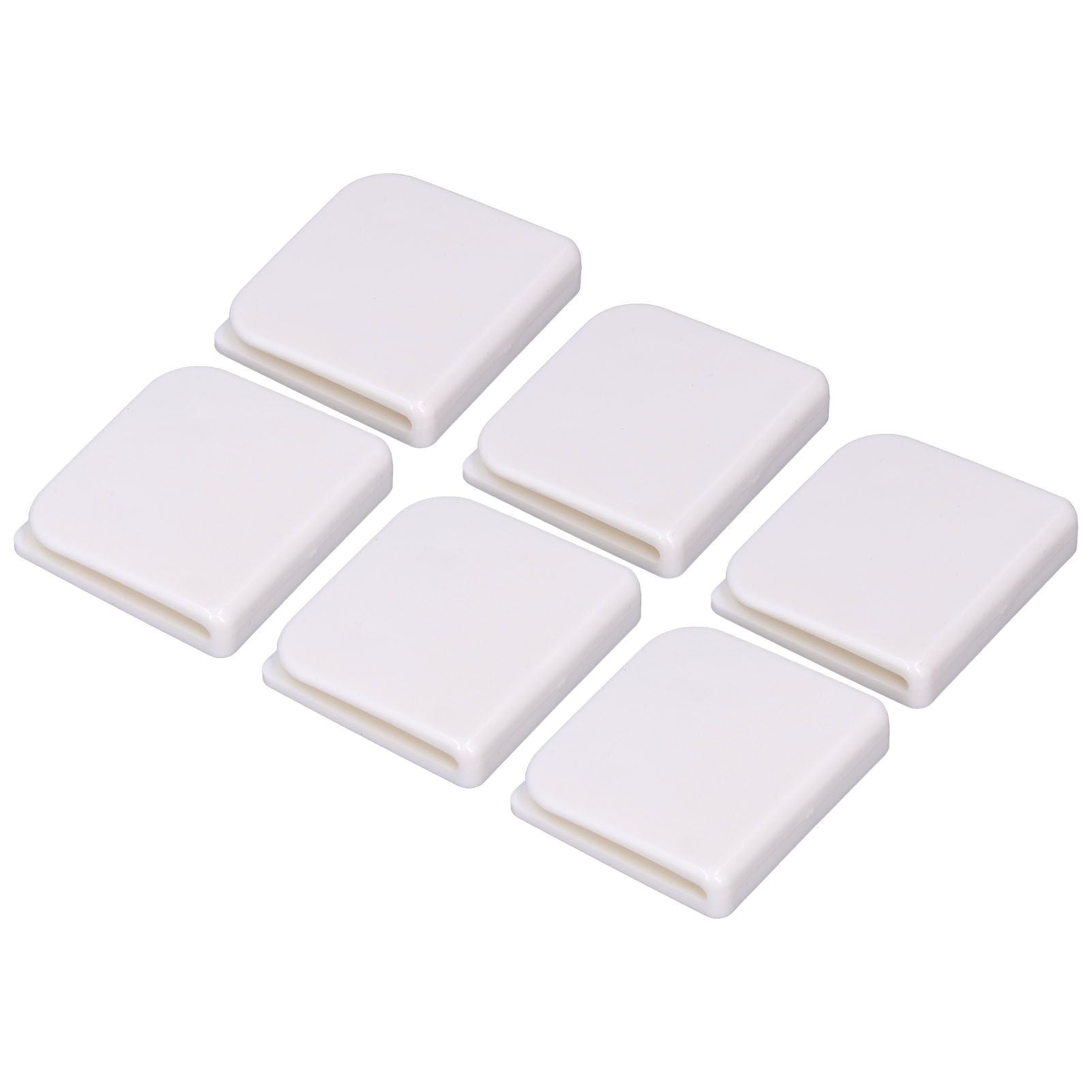 6Pcs/Set Shower Splash Curtain Clips White Self Adhesive 4.5x5cm for Home Bathroom Bedroom Living Room Kitchen V1294-YM0523-3112210122511
