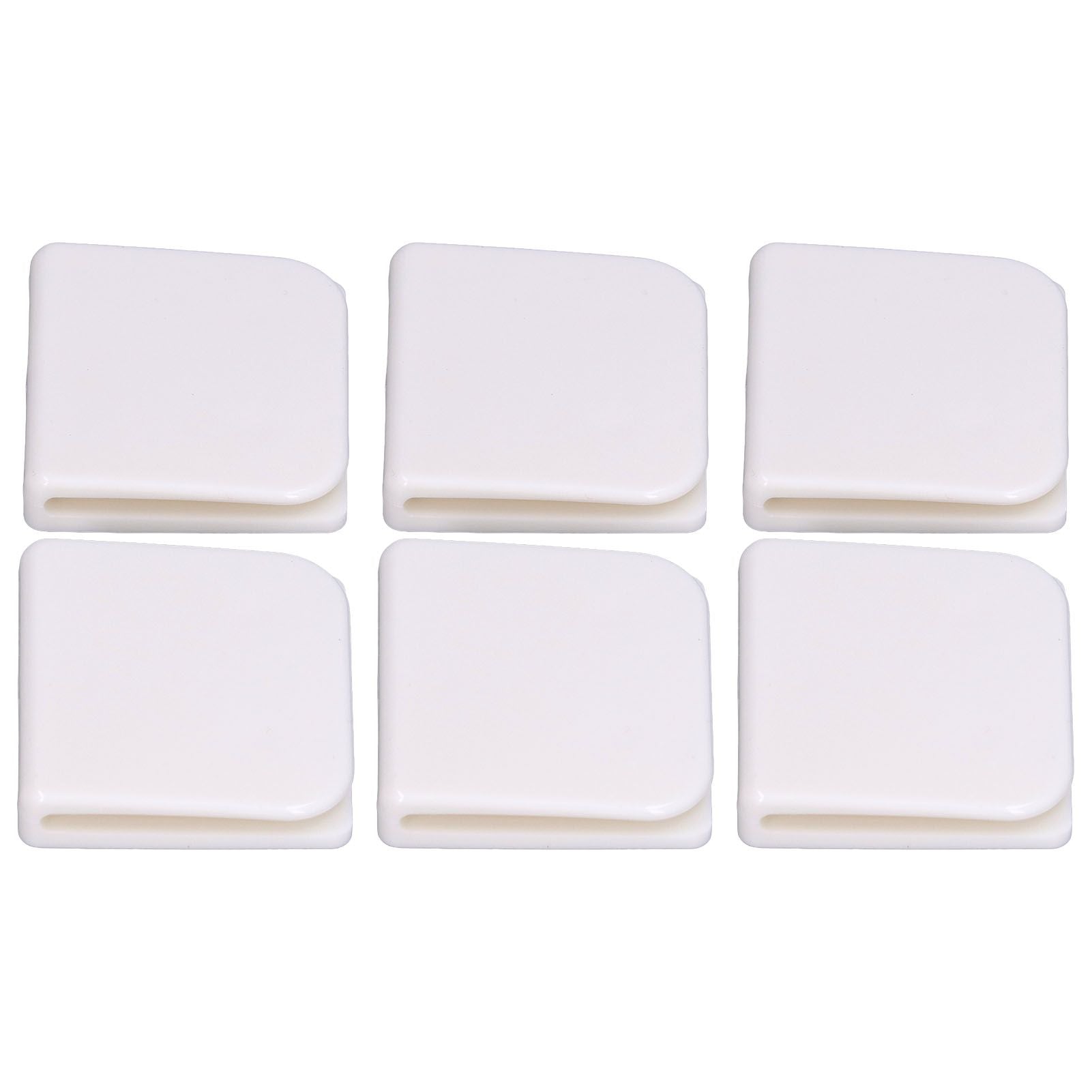 6Pcs/Set Shower Splash Curtain Clips White Self Adhesive 4.5x5cm for Home Bathroom Bedroom Living Room Kitchen V1294-YM0523-3112210122511