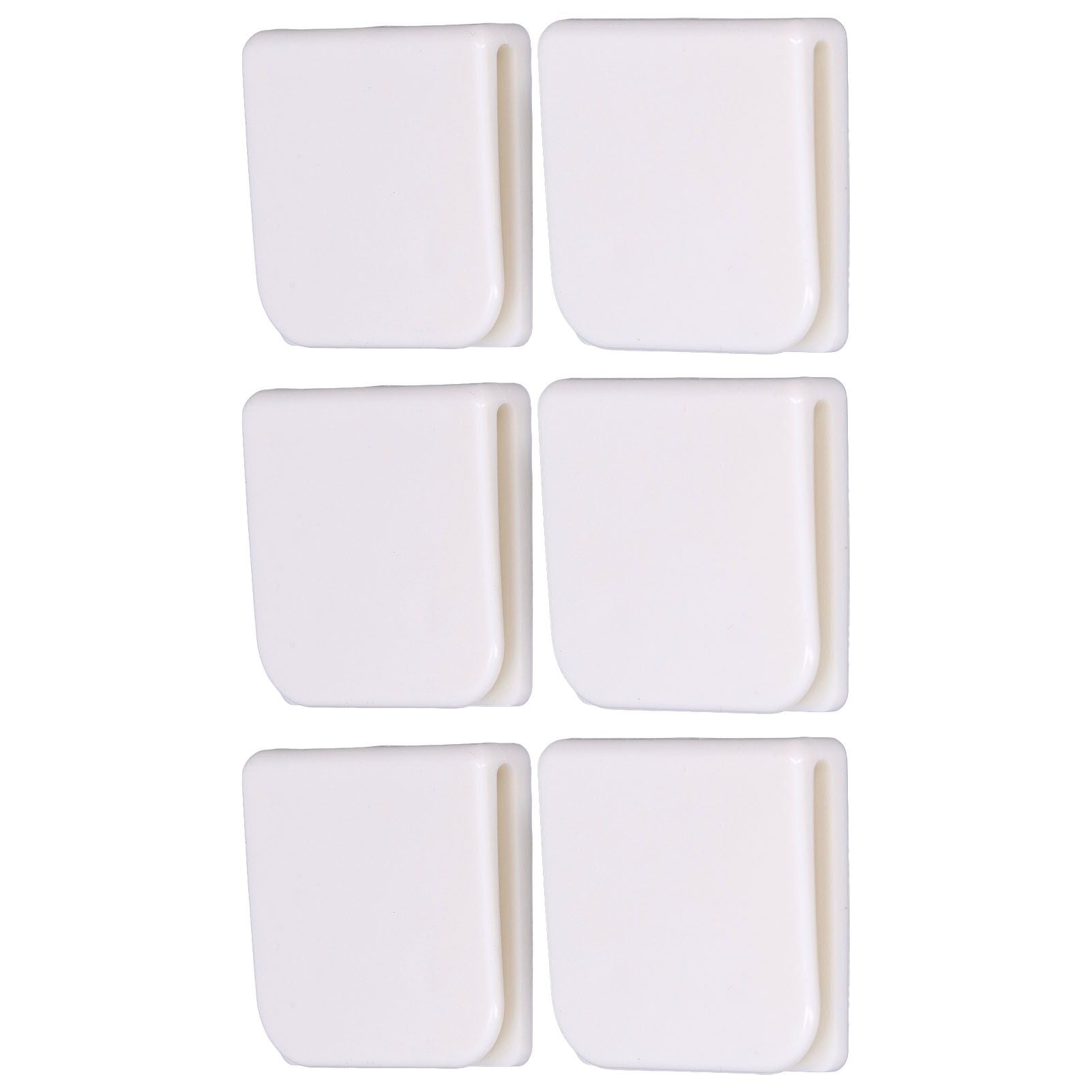 6Pcs/Set Shower Splash Curtain Clips White Self Adhesive 4.5x5cm for Home Bathroom Bedroom Living Room Kitchen V1294-YM0523-3112210122511