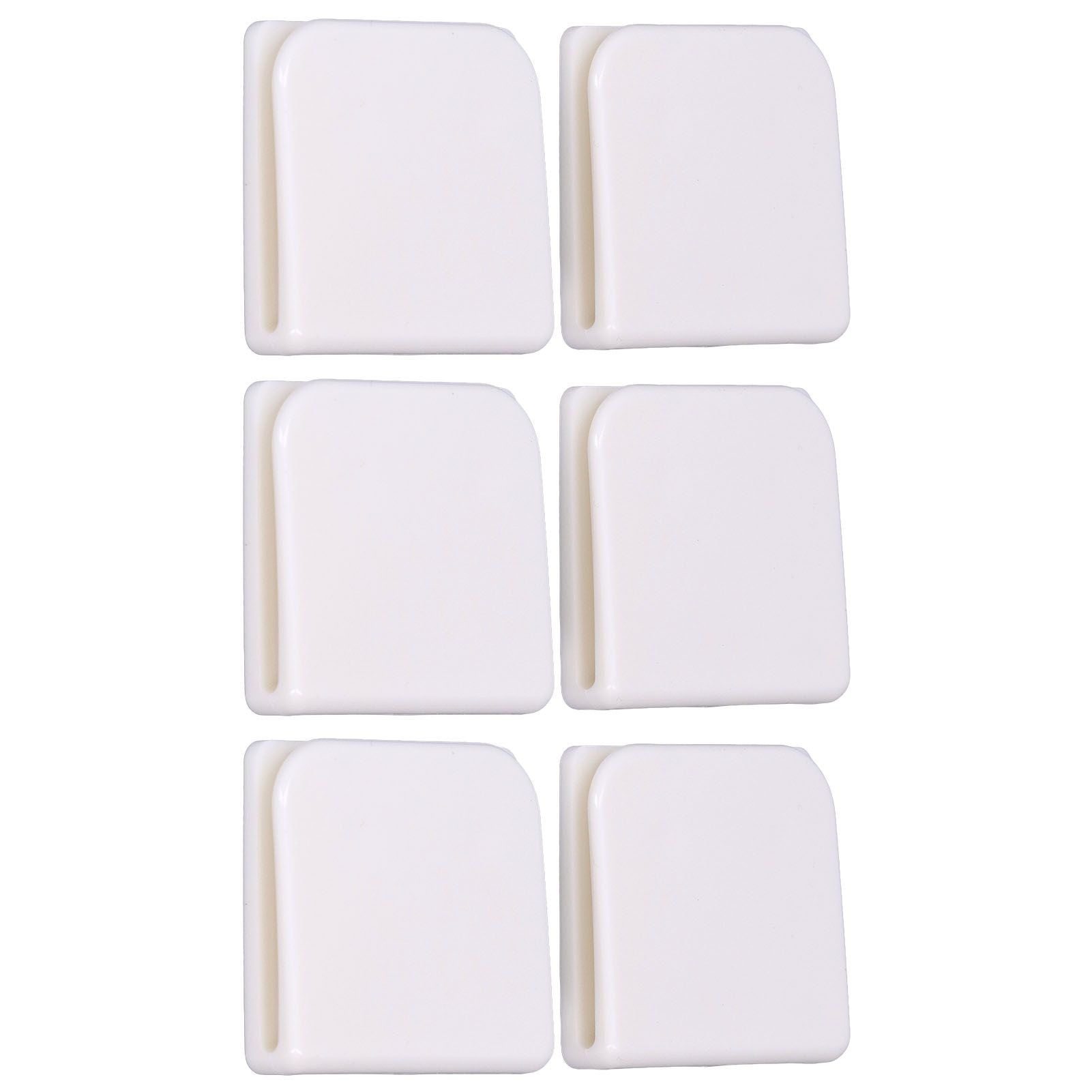 6Pcs/Set Shower Splash Curtain Clips White Self Adhesive 4.5x5cm for Home Bathroom Bedroom Living Room Kitchen V1294-YM0523-3112210122511