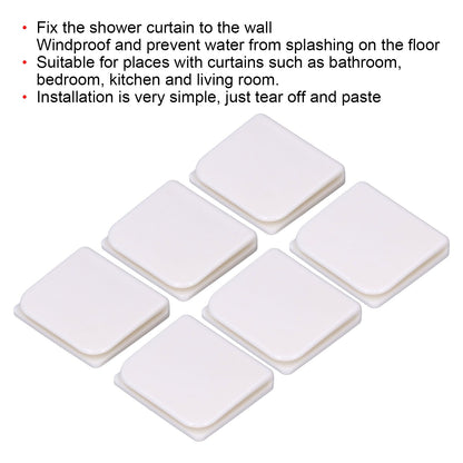 6Pcs/Set Shower Splash Curtain Clips White Self Adhesive 4.5x5cm for Home Bathroom Bedroom Living Room Kitchen V1294-YM0523-3112210122511